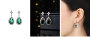 A&M Silver-Tone Emerald Accent Tear Drop Earrings